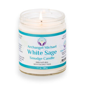 Archangel Michael White Sage Smudge Candle for Clearing and Protection